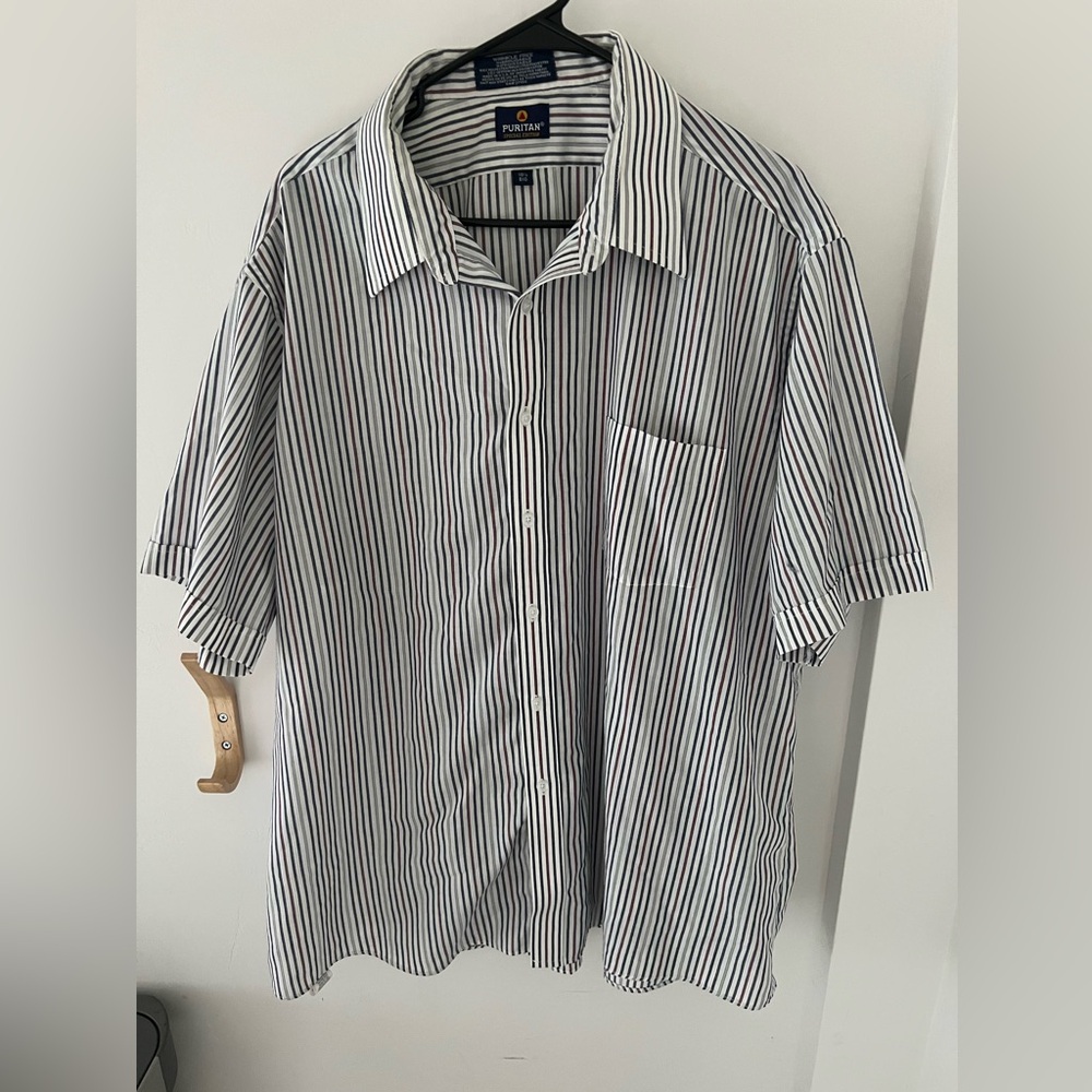 Puritan Special Edition Wrinkle Free Stripped Short Sleeve Button Down Shirt